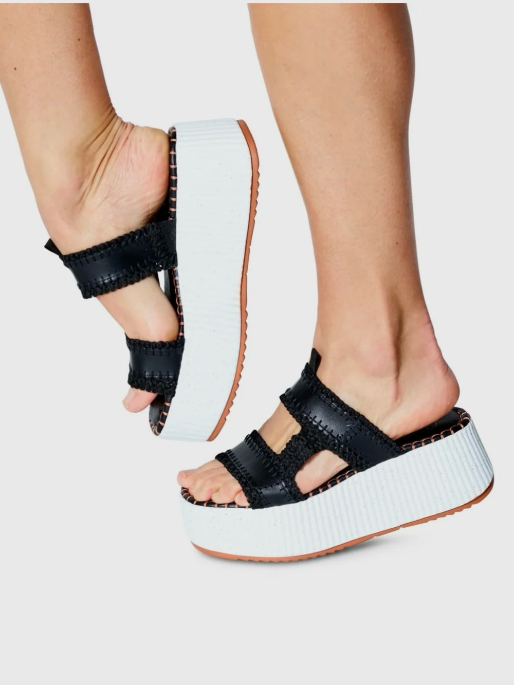 Love Rio  Hot Pink Crochet Double-Strap Slide Platform Sandals